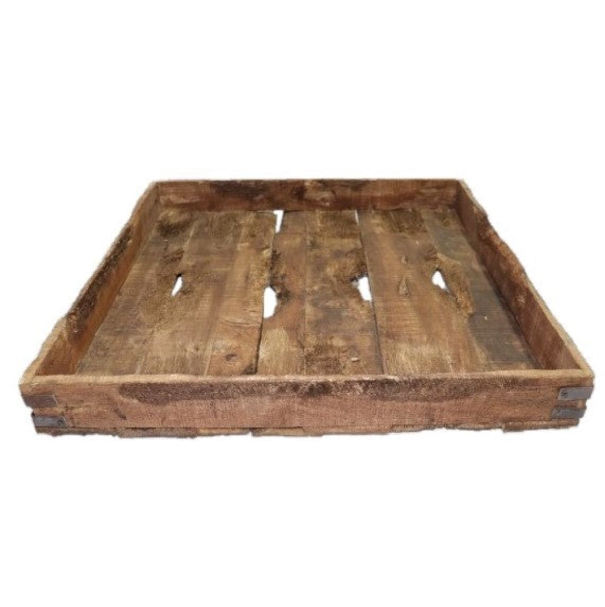 Tablett Holz mit Griff Serviertablett Holztablett Aged Natur 50x50cm H8cm Used Look