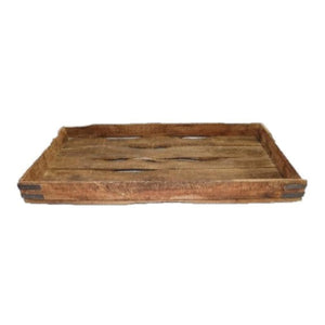 Tablett Holz mit Griff Serviertablett Holztablett Aged Natur 70x35cm H8cm Used Look