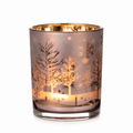 Glas Windlicht Taupe Gold – 12,5 cm mit goldener Innenfläche
