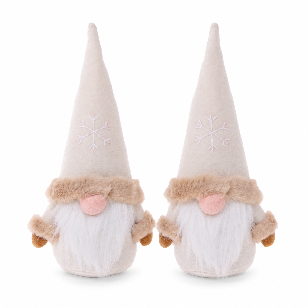 Wichtel 2er Set Weiß – 24 cm | Weihnachtsdeko aus Filz und Baumwolle