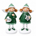 Deko Engel 2er Set 9 cm – Engel mit Stern & Herz aus Polyresin in Grün