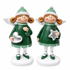 Deko Engel 2er Set 9 cm – Engel mit Stern & Herz aus Polyresin in Grün