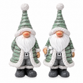 Deko Santa 2er Set 10 cm – Weihnachtsmann aus Polyresin in Grün & Grau