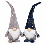 Wichtel 2er Set Blau Grau – 45 cm | Große Weihnachtsdeko