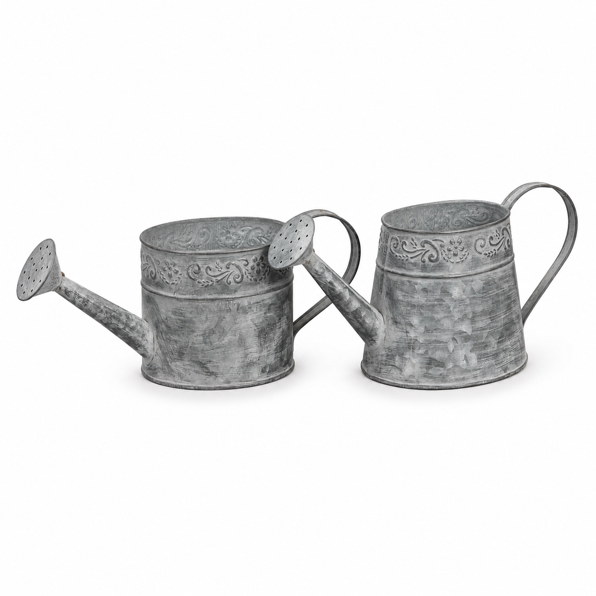 Gießkanne Metall grau 2erSet Kanne Landhaus Garten H12,5+15cm Gartendeko Deko
