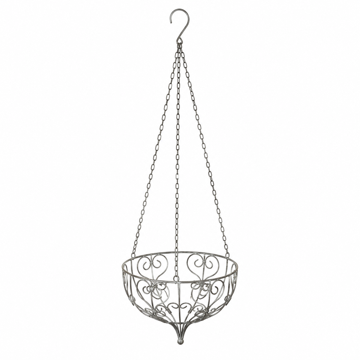 Pflanzgefäß Ampel Metall Schale zum Hängen grau Ø25cm H18cm + Kette