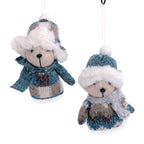 Bär Deko-Hänger 16 cm in Blau & Weiß – 2-fach sortiert – Fensterschmuck, Weihnachtsdeko & Winterdeko