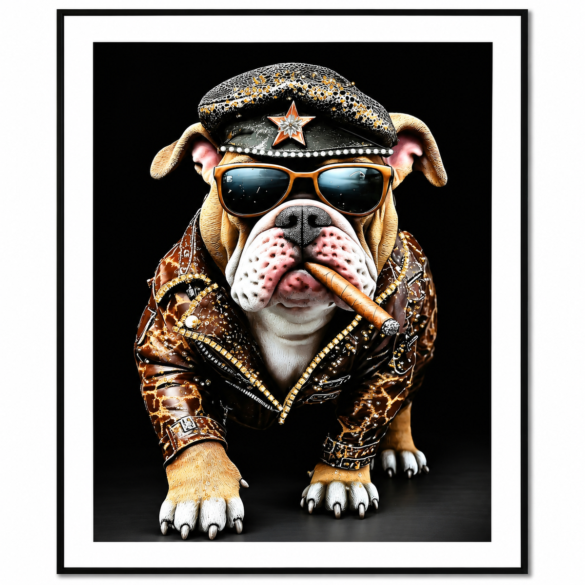 Rocker-Dog 82 x 62 cm – Coolness trifft auf stilvolle Wanddeko im Biker-Look