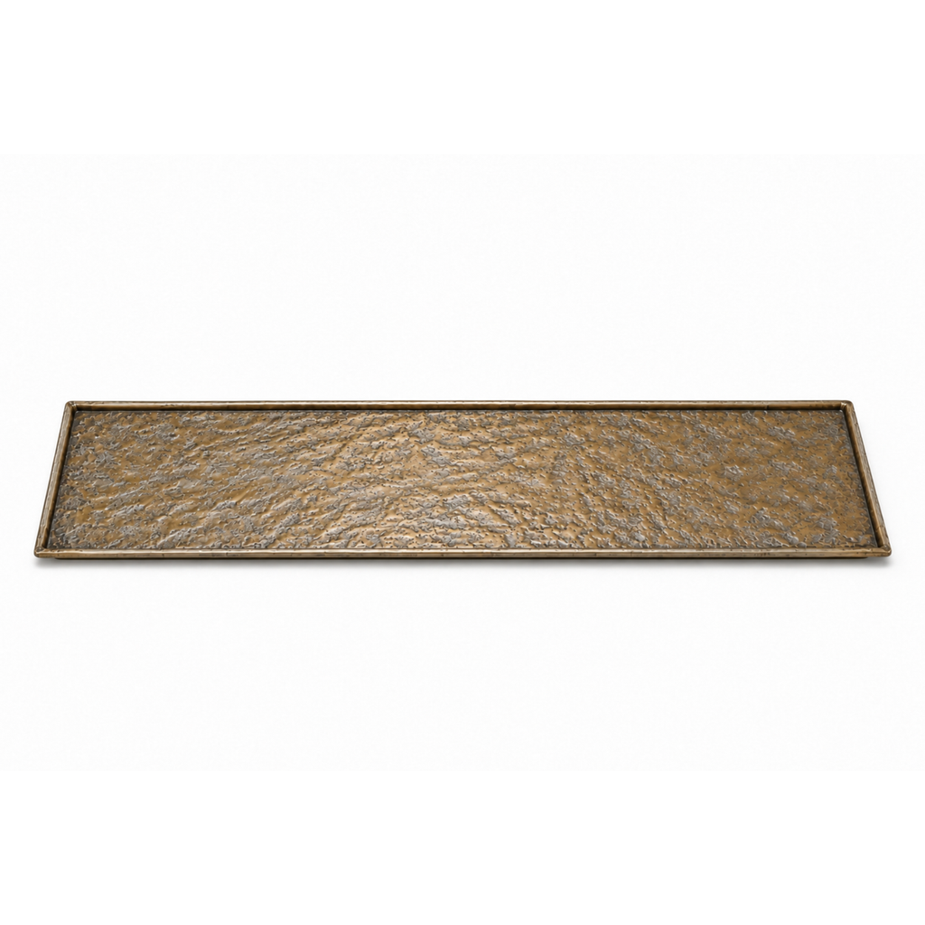 Tablett Messing Optik 60 x 30 cm – Rechteckiges Dekotablett aus Metall – Elegantes Wohnaccessoire für Kerzen, Vasen & Dekoration – Modernes Serviertablett im Vintage-Look