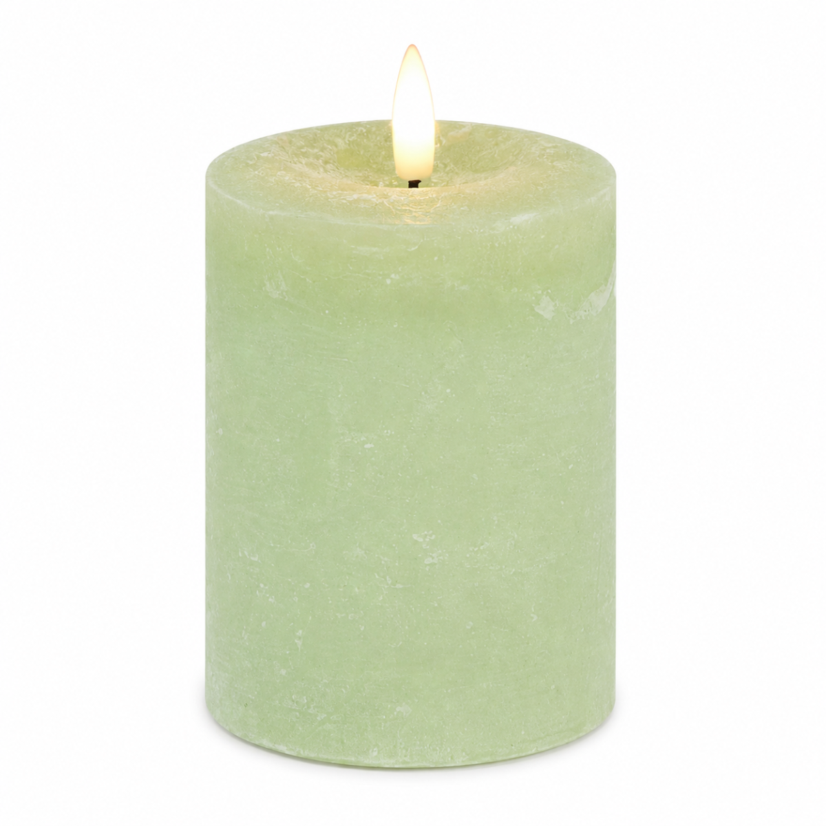 LED Kerze Echtwachs hellgrün mit Timer H10cm+12cm+16cm 3Größen wählbar