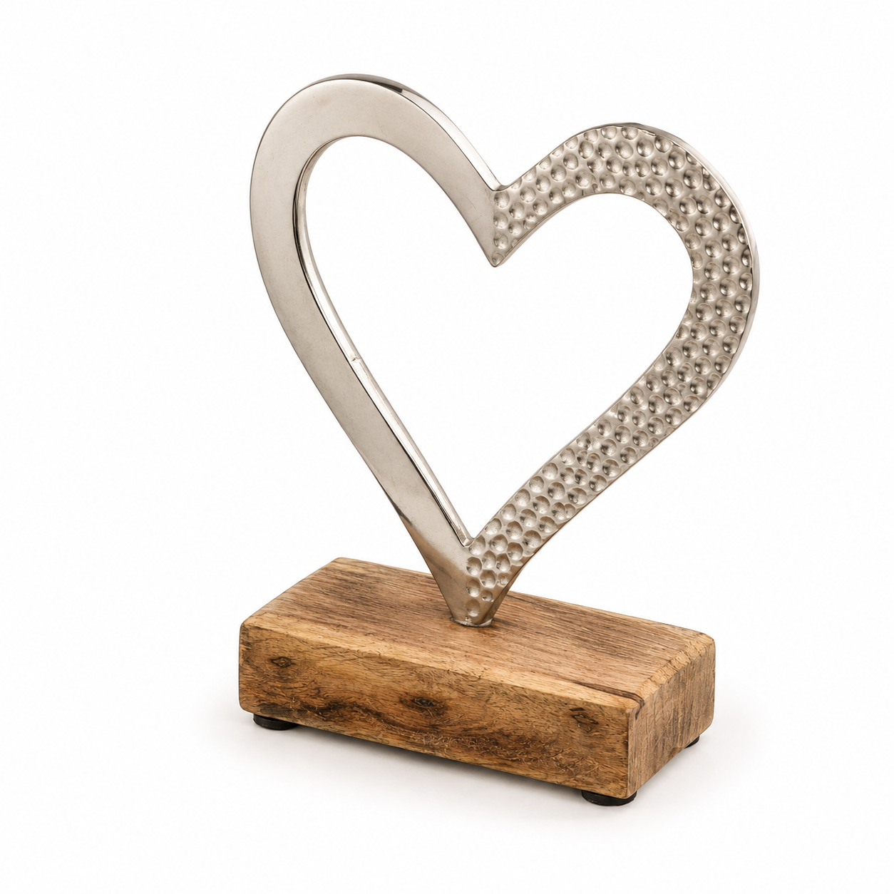 Herz offen PURI Alu Holz H17 cm silber/natur