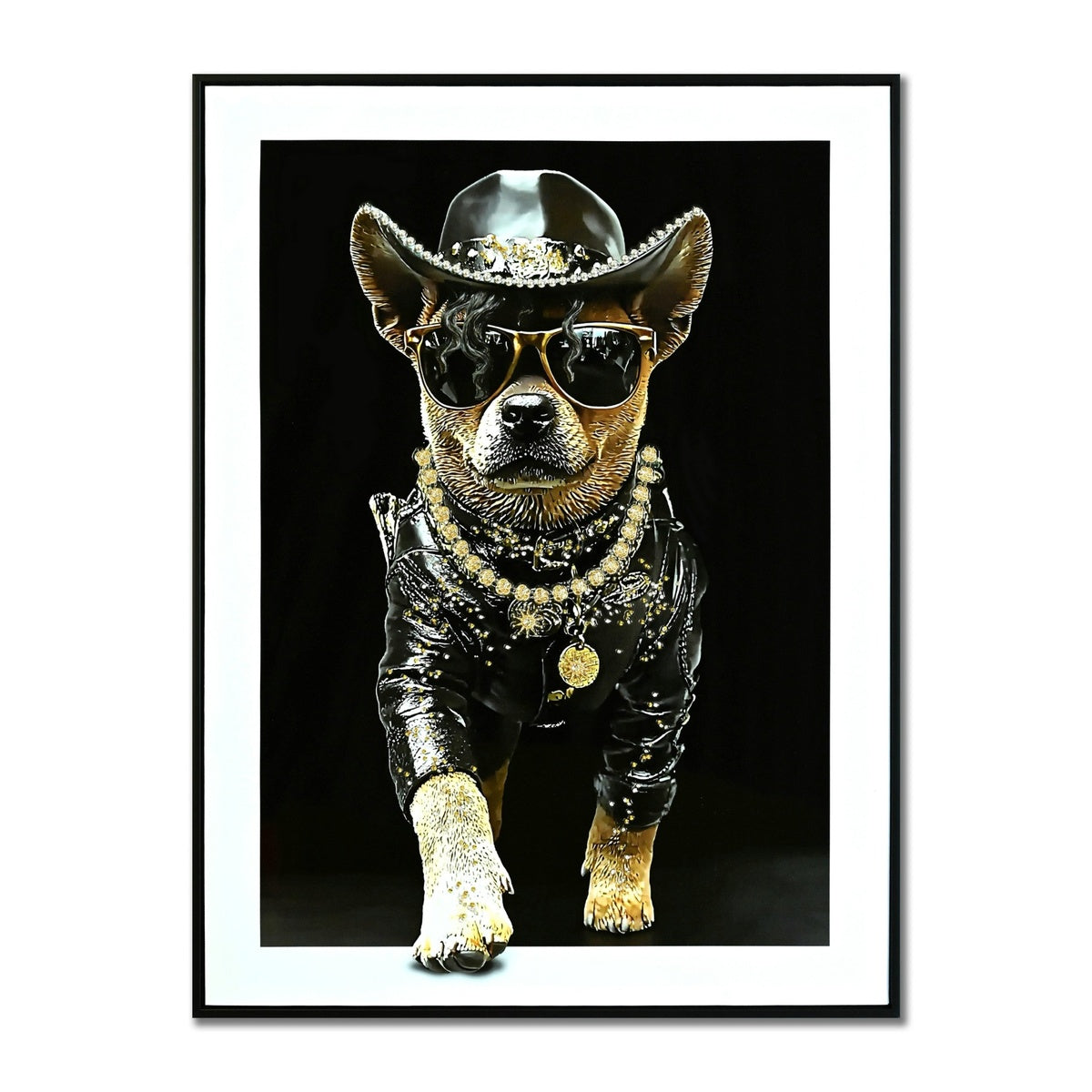 Cowboy-Dog Wandbild 82 x 62 cm – Dekoratives Hunde-Motiv im Western-Stil – Wanddeko, Wohnaccessoire & Blickfang