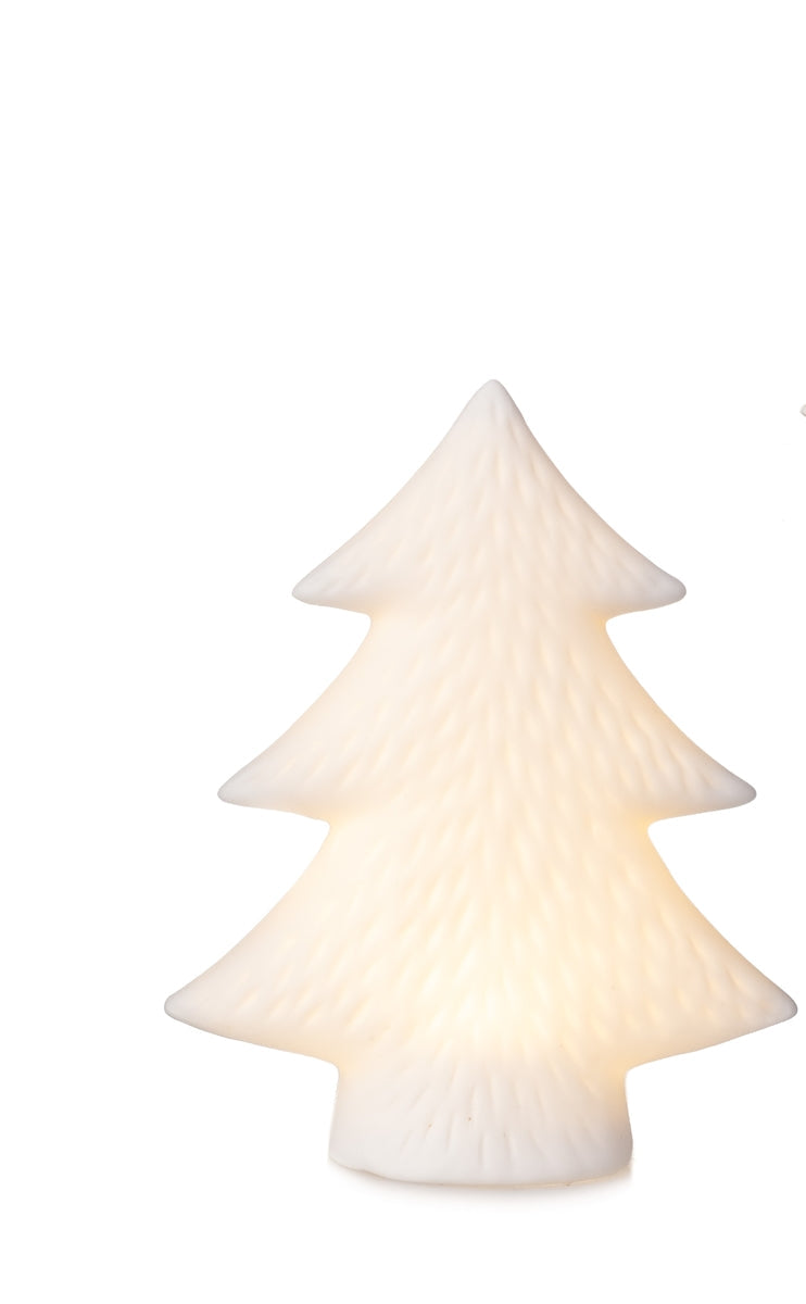 LED Tanne Weihnachtsbaum Porzellan weiß H12cm+H16cm Weihnachten Winter Dekoration 2Größen wählbar