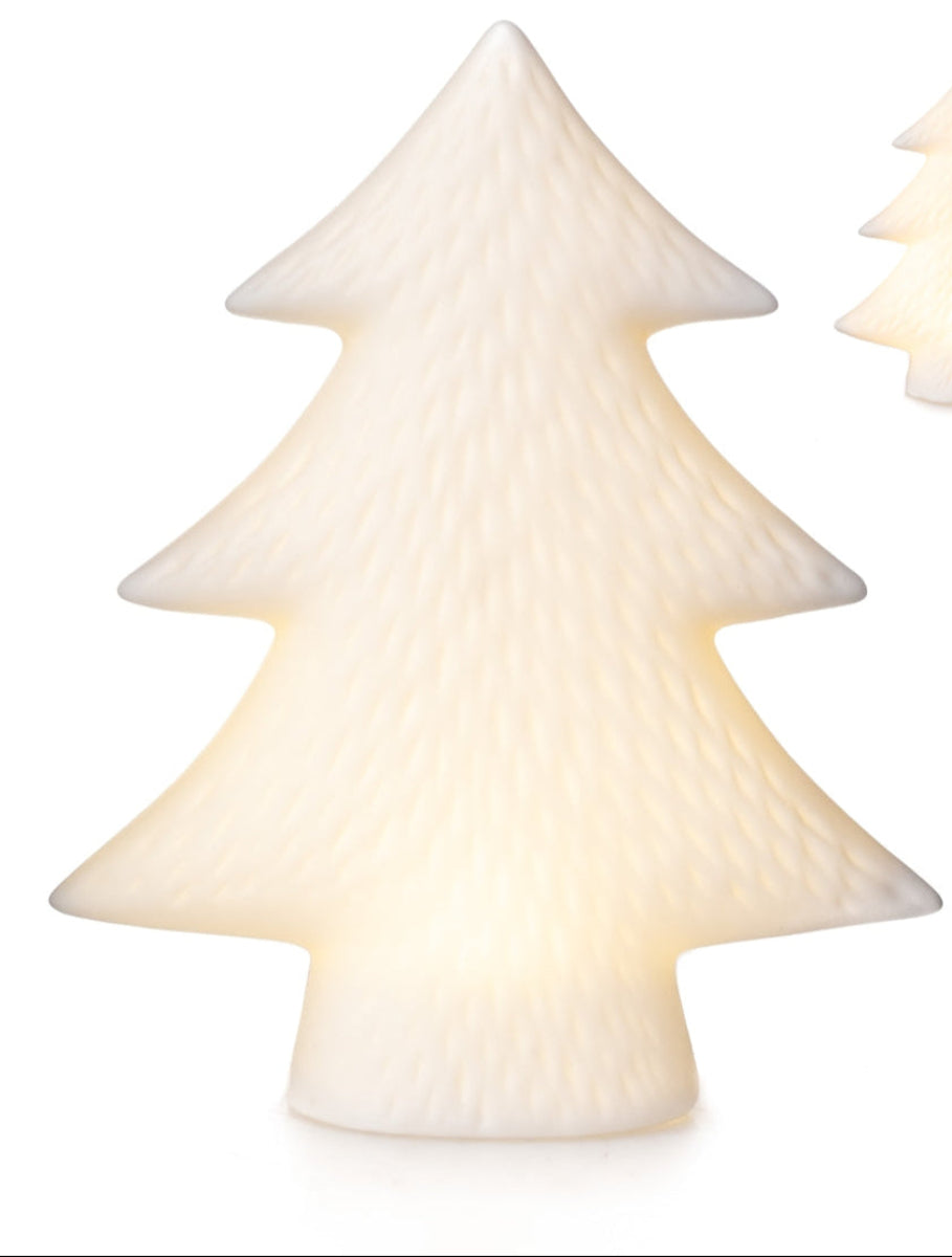 LED Tanne Weihnachtsbaum Porzellan weiß H12cm+H16cm Weihnachten Winter Dekoration 2Größen wählbar