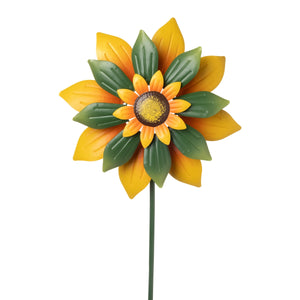 Gartenstecker Windrad Sonnenblume Metall gelb/grün Ø35cm H125cm Gartenstecker