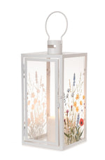 Lade das Bild in den Galerie-Viewer, Metall Laterne mit Blütenmotiv Weiß – Dekorative Garten- &amp; Wohnlaterne aus Metall &amp; Glas – für Kerzen H24cm &amp; H34cm 2Größen wählbar
