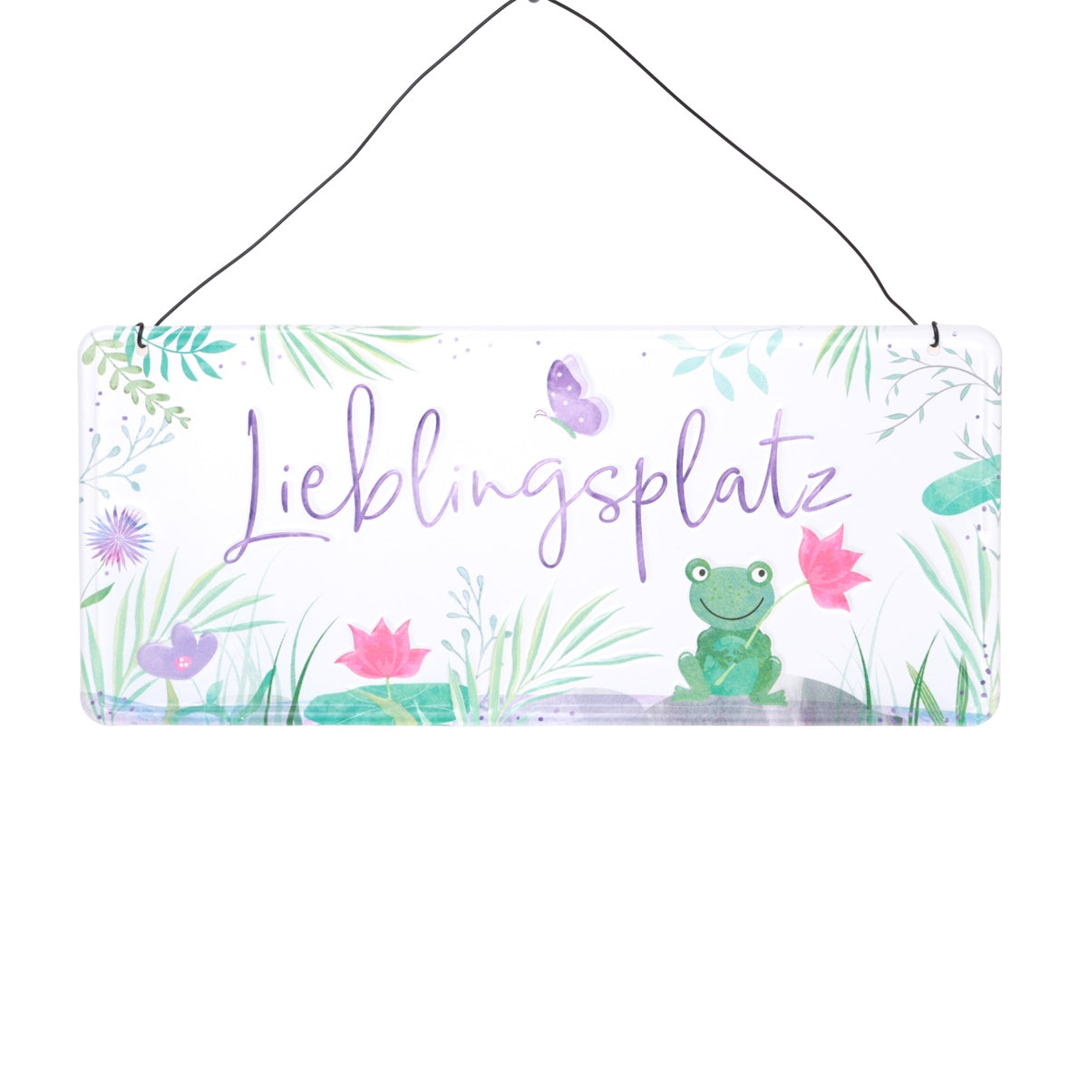 Spruchschild "Lieblingsplatz" Schild aus Metall – Geprägt – Dekoschild für Haus & Eingang – ca. 30 x 13 cm Dekoschild Garten
