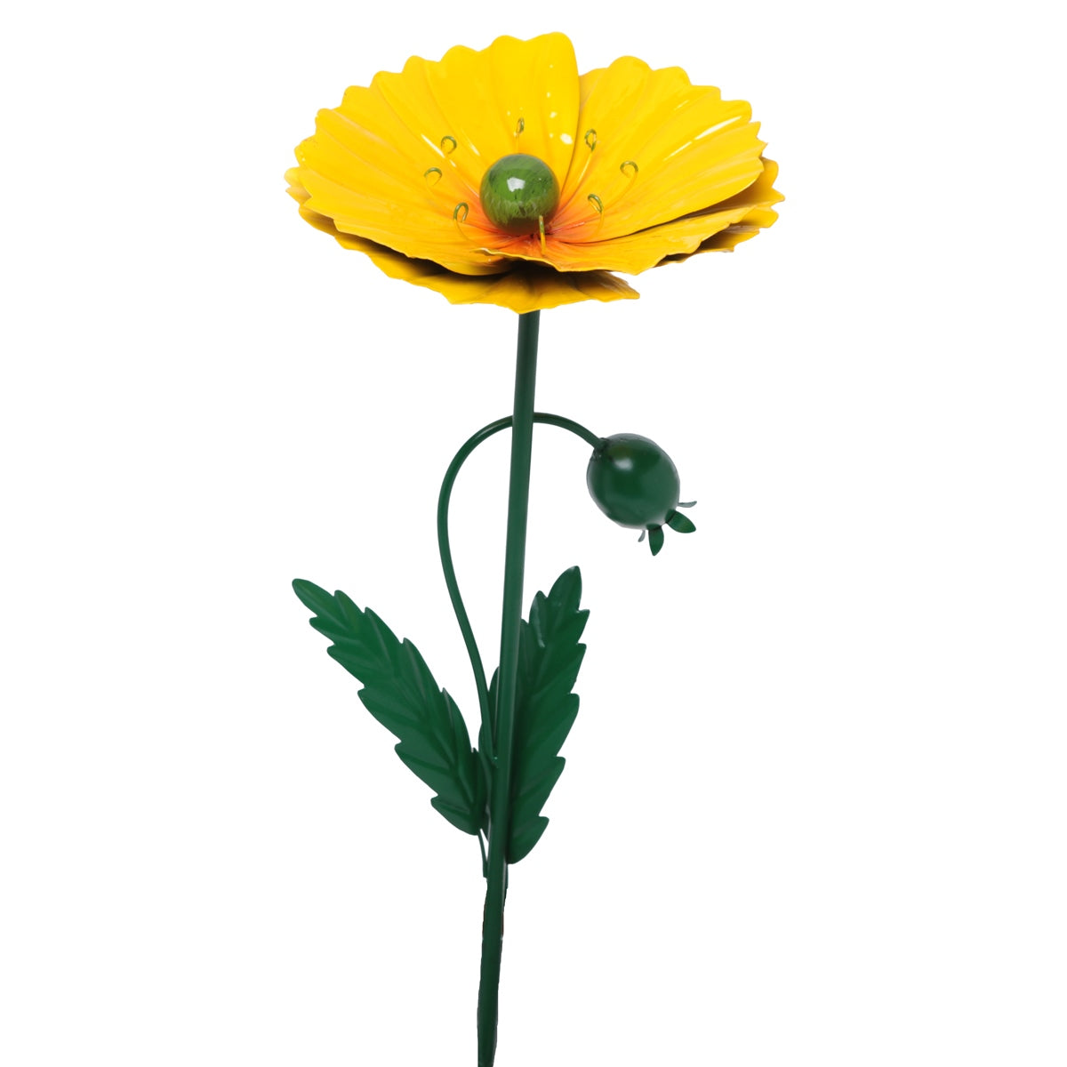 Gartenstecker Metall-Blume Mohn gelb Ø18 cm Höhe 96 cm Gartendeko für Beet & Terrasse Stecker