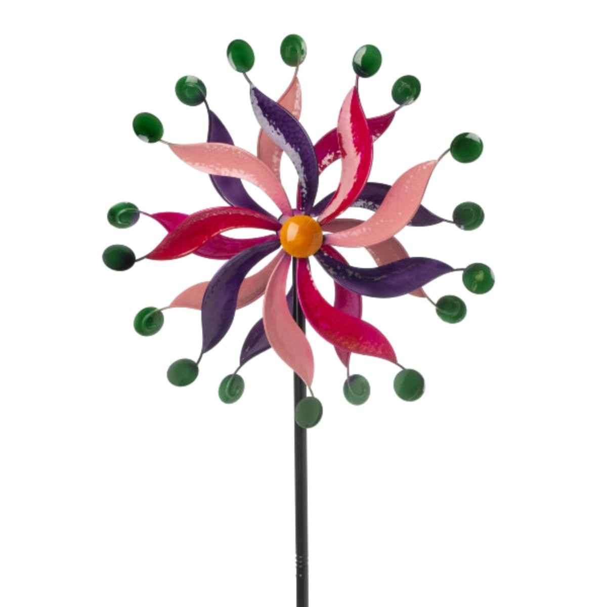 Windrad Gartenstecker Metall Ø 46cm H178cm bunt Windspiel Wetterfeste Garten‑Deko Outdoor Windmühle