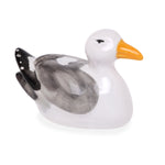 Lade das Bild in den Galerie-Viewer, Möwe Porzelloan schwimmend Schwarz-Weiß 2er Set maritime Teichdekoration Schwimmende Möwen für Miniteich Wasserschale und Gartenteich 10,5cm
