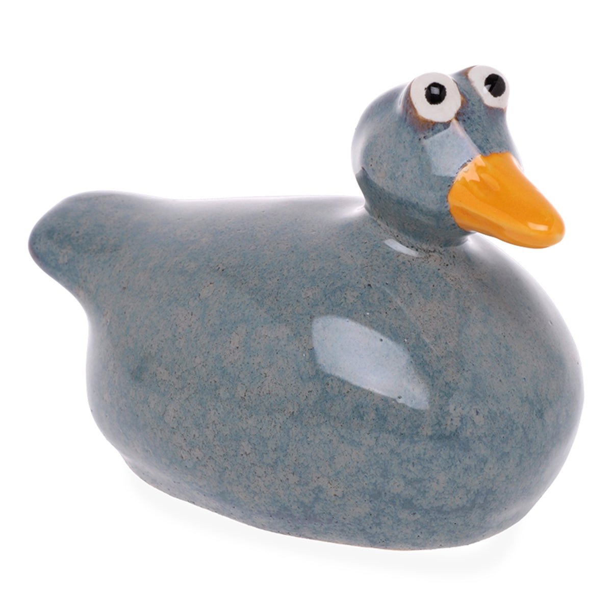 Porzellan Ente schwimmend – Miniteich Dekofigur 13,5x8cm H10cm blau Porzellan-Dekoration Garten