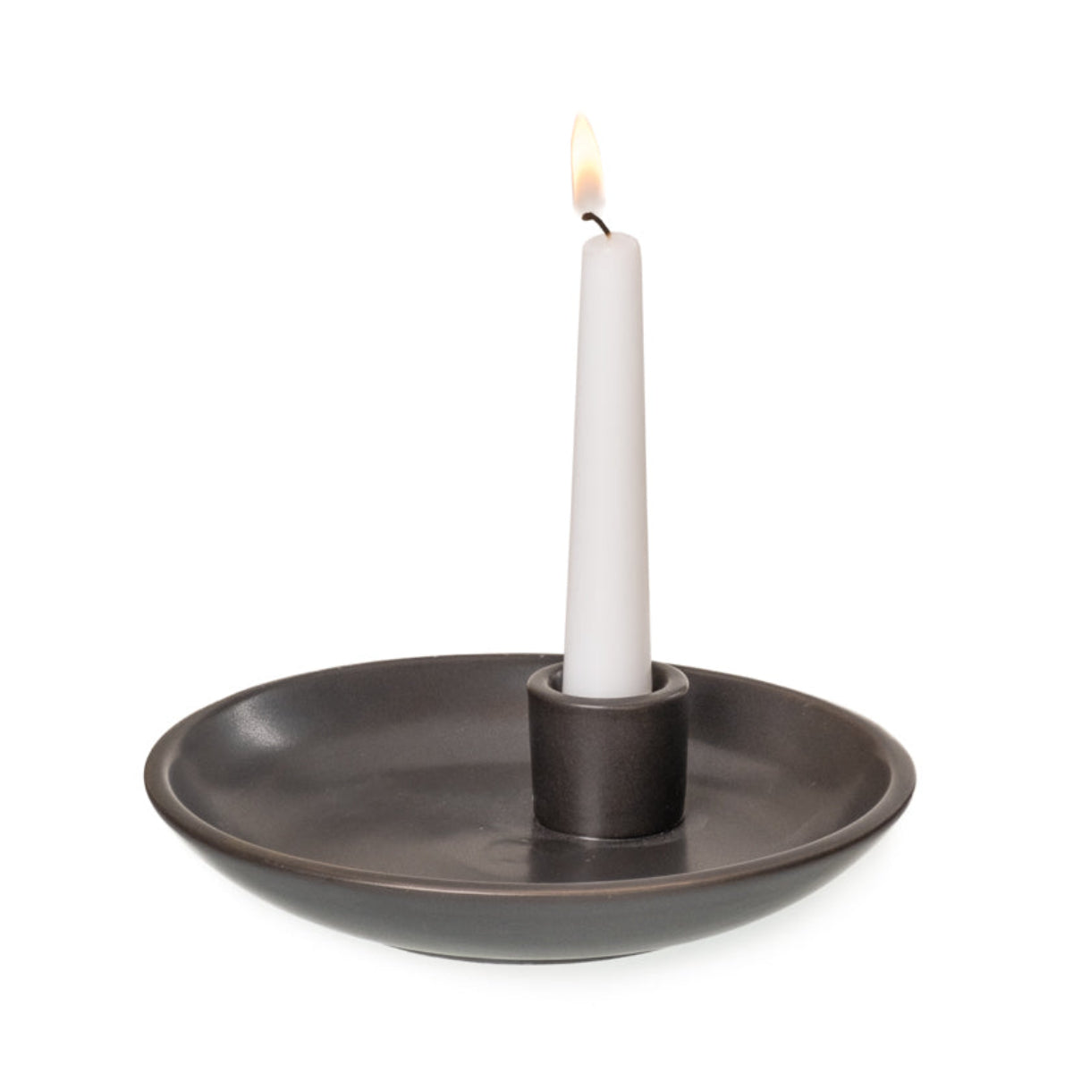 Kerzenhalter Porzellan schwarz mat Ø15cm H4cm Teller 1Kerzen