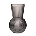 2x Glasvase mit Rillen Vase grau Ø11cm H17,5cm