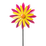 Lade das Bild in den Galerie-Viewer, Metall Windrad Gartenstecker Ø 28×12 cm | 114 cm Höhe, Buntes Windspiel Pink/Orange/Gelb, Wetterfeste Garten‑Deko Outdoor Windmühle
