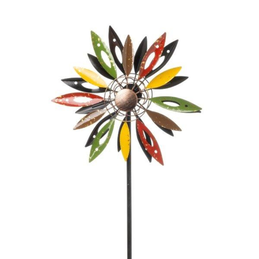 Windrad Metall Windspiel Doppelt Gartendeko Windmühle Gartenstecker bunt Ø30x13cm H120cm