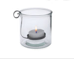Lade das Bild in den Galerie-Viewer, 2x Windlicht Deko Kerzenhalter H10cm + H12cm Teelichthalter Glas mit herausnehmbarer Halterung aus Eisen für Teelicht 2Größen wählbar
