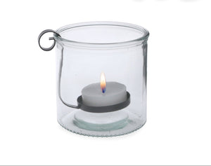 2x Windlicht Deko Kerzenhalter H10cm + H12cm Teelichthalter Glas mit herausnehmbarer Halterung aus Eisen für Teelicht 2Größen wählbar