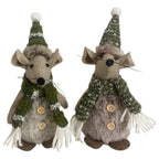 Maus Fily 2-fach sortiert – 7 x 7,5 x H 21 cm – Sitzende Deko-Maus aus Polyester – Weihnachtsdeko & Winterdeko