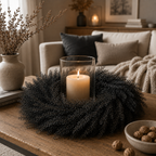 Lepidium Kranz 35 cm in Anthrazit – Dekorativer Herbstkranz aus Naturmaterial – Türkranz, Wandkranz & Tischdeko – Herbstliche Dekoration