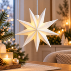 LED Mini Fensterstern 9 Zacken Ø 11 cm in Weiß – Batteriebetriebener Weihnachtsstern für Innen & Außen mit 6-Stunden-Timer