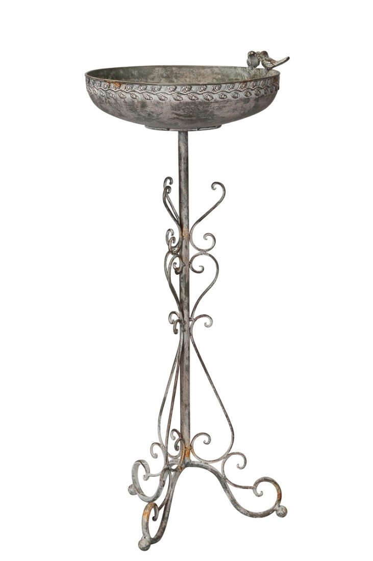 Vogelbad Blumenständer Gartendeko Schale auf Fuß Ø30cm H75cm grün/braun Futterstelle Garten Wasserstelle