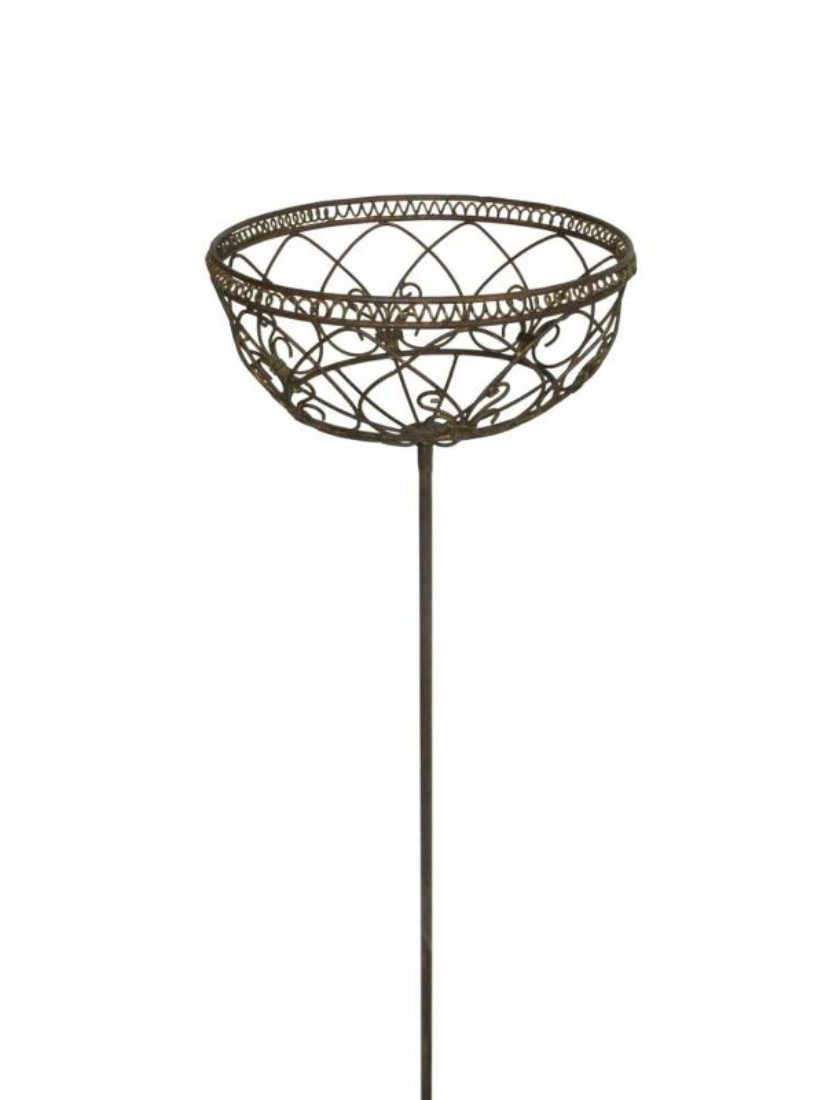 Korb am Stab Pflanzkorb Metall Ø30cm H116cm braun rostfarbend Pflanzschale Shabby Gartendeko Pflanztopf Rankstab