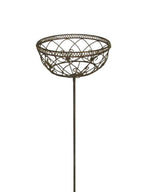 Korb am Stab Pflanzkorb Metall Ø30cm H116cm braun rostfarbend Pflanzschale Shabby Gartendeko Pflanztopf Rankstab