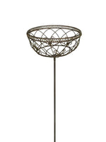 Lade das Bild in den Galerie-Viewer, Korb am Stab Pflanzkorb Metall Ø30cm H116cm braun rostfarbend Pflanzschale Shabby Gartendeko Pflanztopf Rankstab
