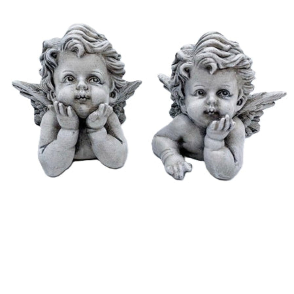 Engel Valo 2-fach sortiert – 7 x 4,8 x H 6,7 cm – Dekorativer Engel aus Polyresin – Figur Skulptur Herbst, Weihnachts & Winterdeko