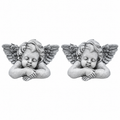 Engel Valo 2er Set – 13 x 8 x H 6,5 cm – Graue Engelfiguren aus Polyresin Figur Skulptur – Dekorative Herbst, Weihnachts & Winterdeko