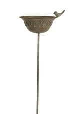 Lade das Bild in den Galerie-Viewer, Futterplatz Metall antik/grün Vintage Ø20x17cm H10cm L95cm  Futterstation Vogelbad Gartenstecker Stecker
