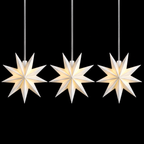 LED Fensterstern 3er-Kette 11 cm – 9-Zackige Weihnachtssterne in Weiß, Batteriebetrieben mit 6-Stunden-Timer für Innen & Außen