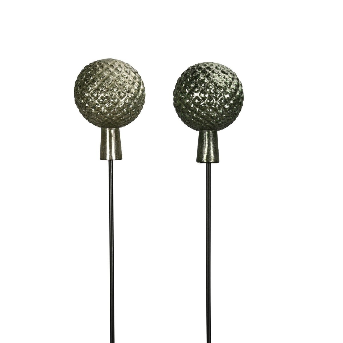 Gartenstecker Glaskugel grün Ø12cm +15cm Dekorative Kugel aus besprühtem Glas mit Metallstab 115cm Stecker 2-farbig sortiert für Garten, Beet & Pflanzkübel 2Größen wählbar