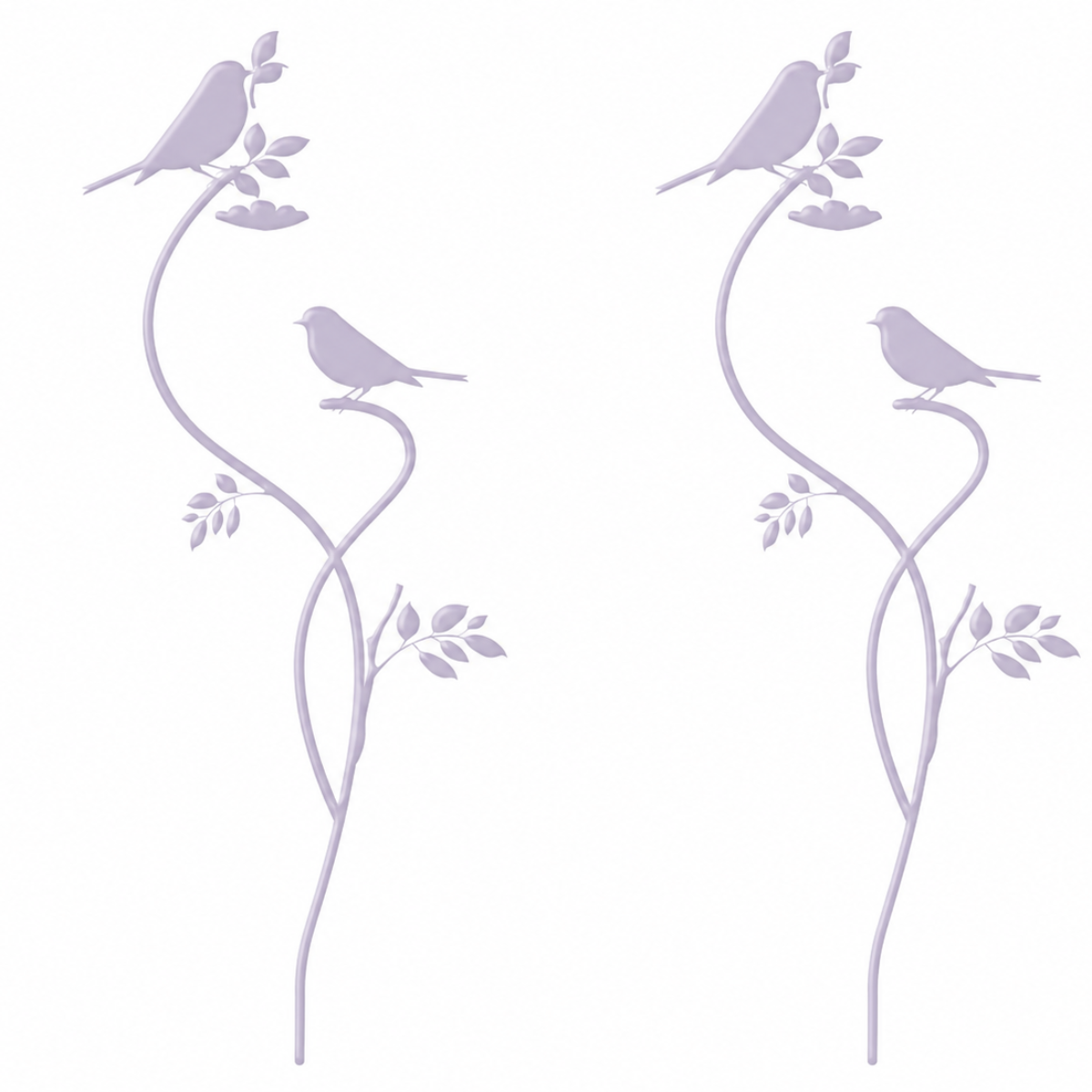 Gartenstecker Vogel 2er Set aus Metall violett Design Gartendeko am Stab Dekorativer Vogelstecker für Garten, Balkon und Blumentopf B18cm H80 cm