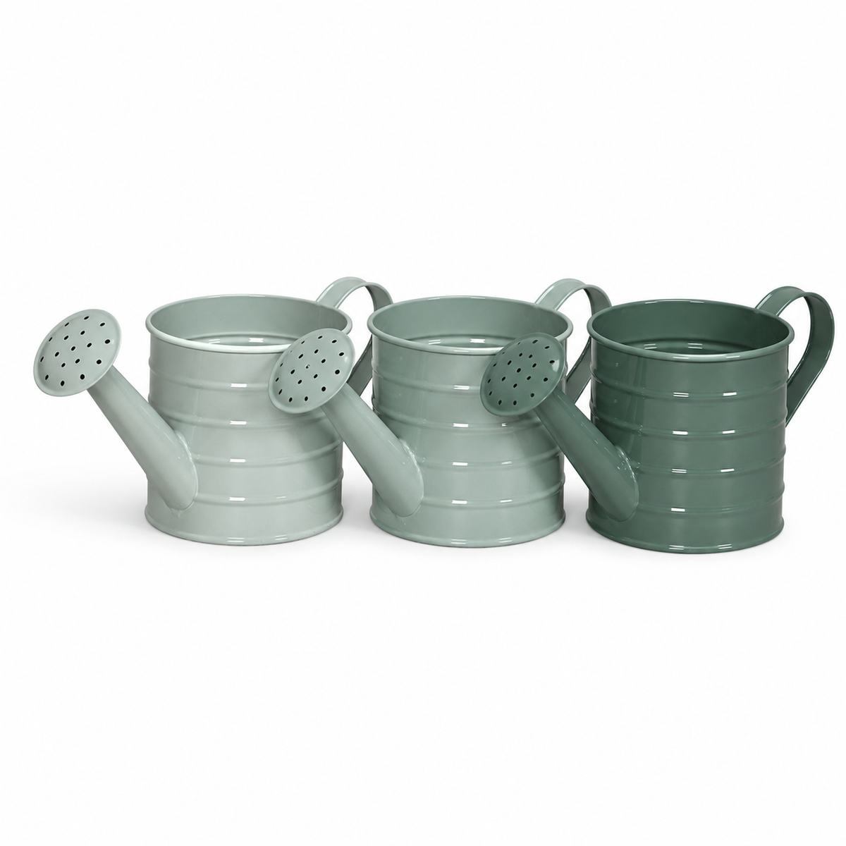 Gießkanne Metall mit Henkel 3farbig sort. Pflanztopf 11x26cm H12cm petrol/mint/grün Blumentopf Pflanzgefäß8