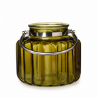 Glas-Windlicht mit Henkel Grün 20 × 18 cm – Windlicht & Tischdeko