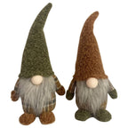 Gnom Fily 2-fach sortiert – H30 cm – Grüner & brauner Wichtel aus Polyester – Herbst, Weihnachtsdeko & Winterdeko