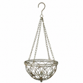 Hängeampel mit Kette Hängekorb Metallampel Blumenampel grau/braun Pflanzkorb zum Aufhängen Ø30cm H68cm für Garten Balkon und Terrasse