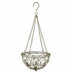 Hängeampel mit Kette Hängekorb Metallampel Blumenampel grau/braun Pflanzkorb zum Aufhängen Ø30cm H68cm für Garten Balkon und Terrasse