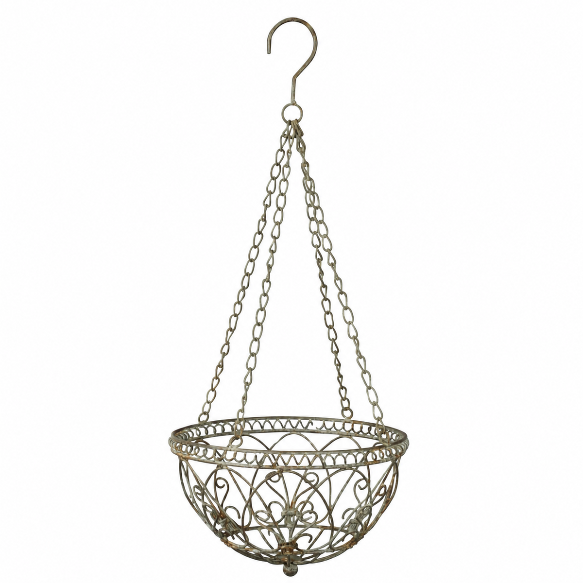 Hängeampel mit Kette Hängekorb Metallampel Blumenampel grau/braun Pflanzkorb zum Aufhängen Ø30cm H68cm für Garten Balkon und Terrasse